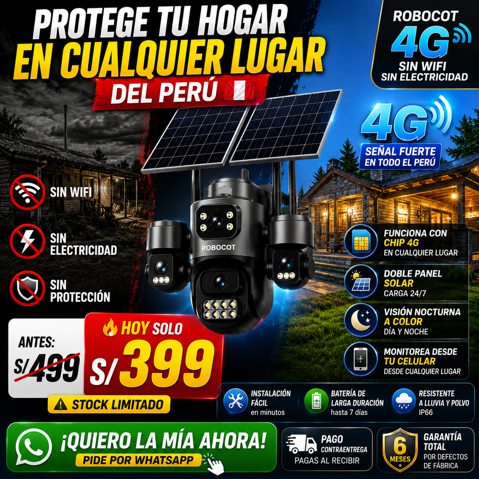 CÁMARA SOLAR ROBOCOT 4 LENTES 4G