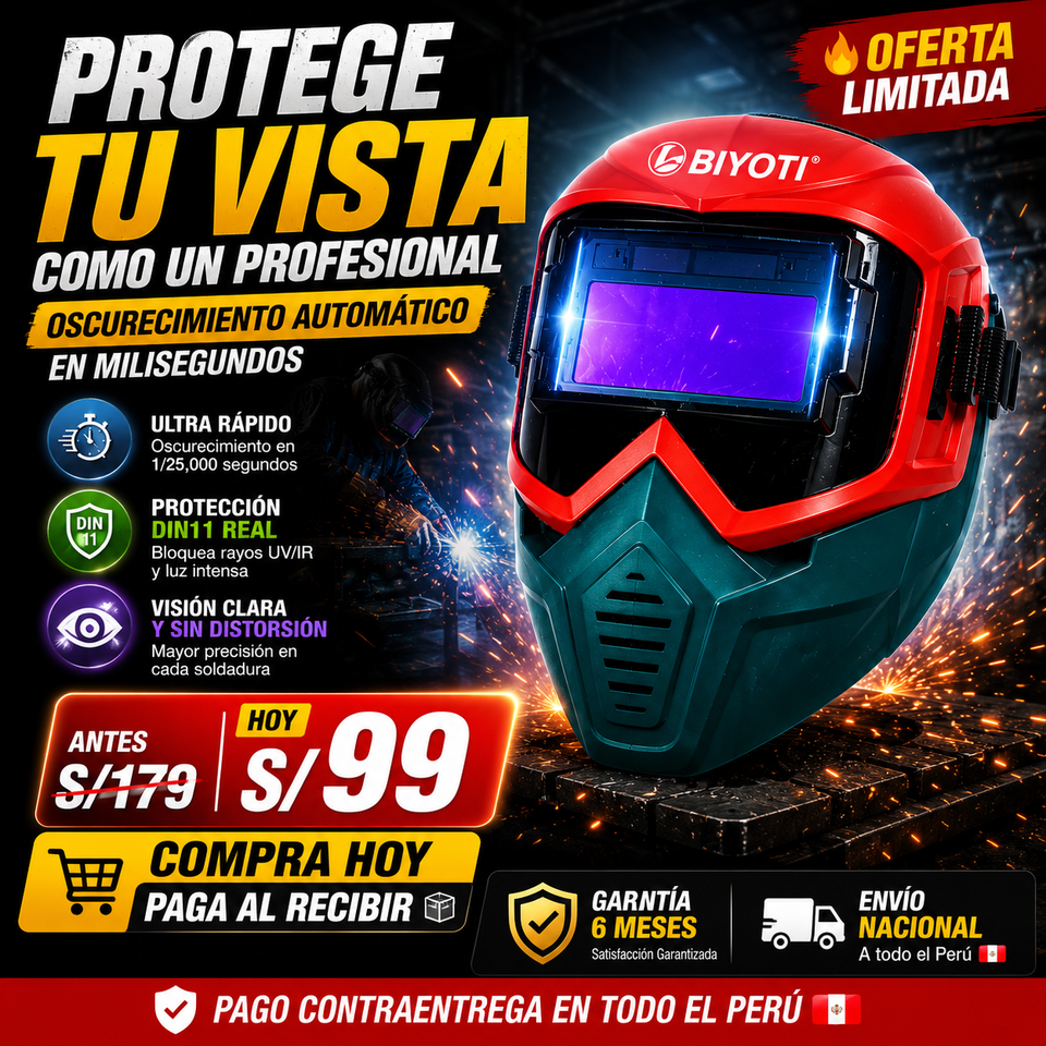 NUEVA MÁSCARA DE SOLDADURA PRO - Con oscurecimiento Automático