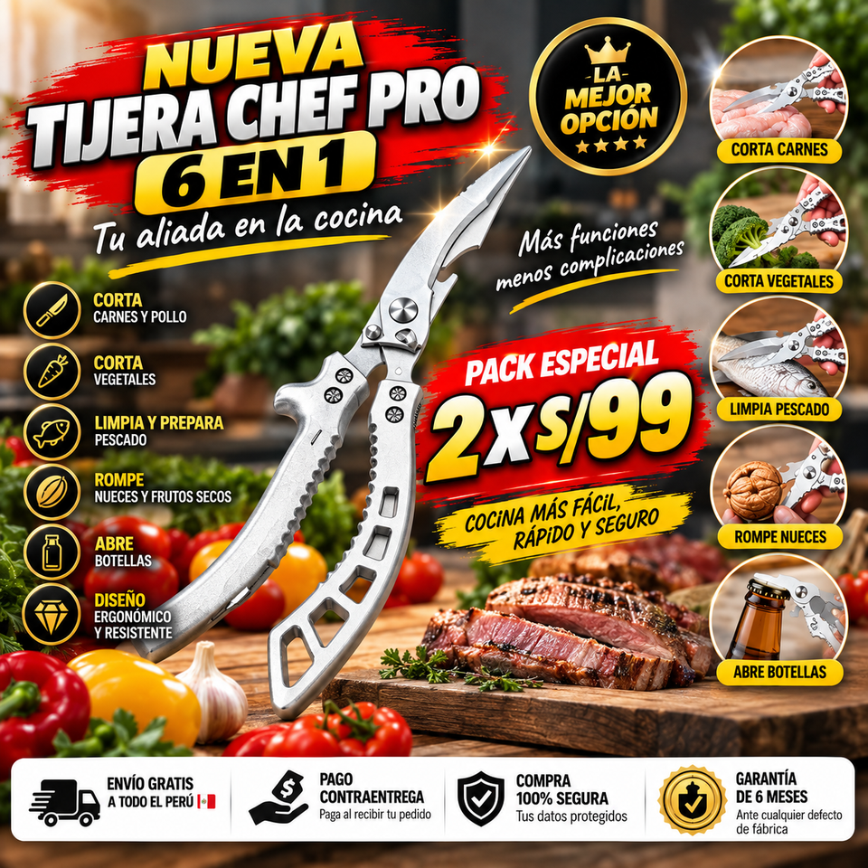 NUEVA TIJERA ALEMANA CHEF PRO 6 EN 1