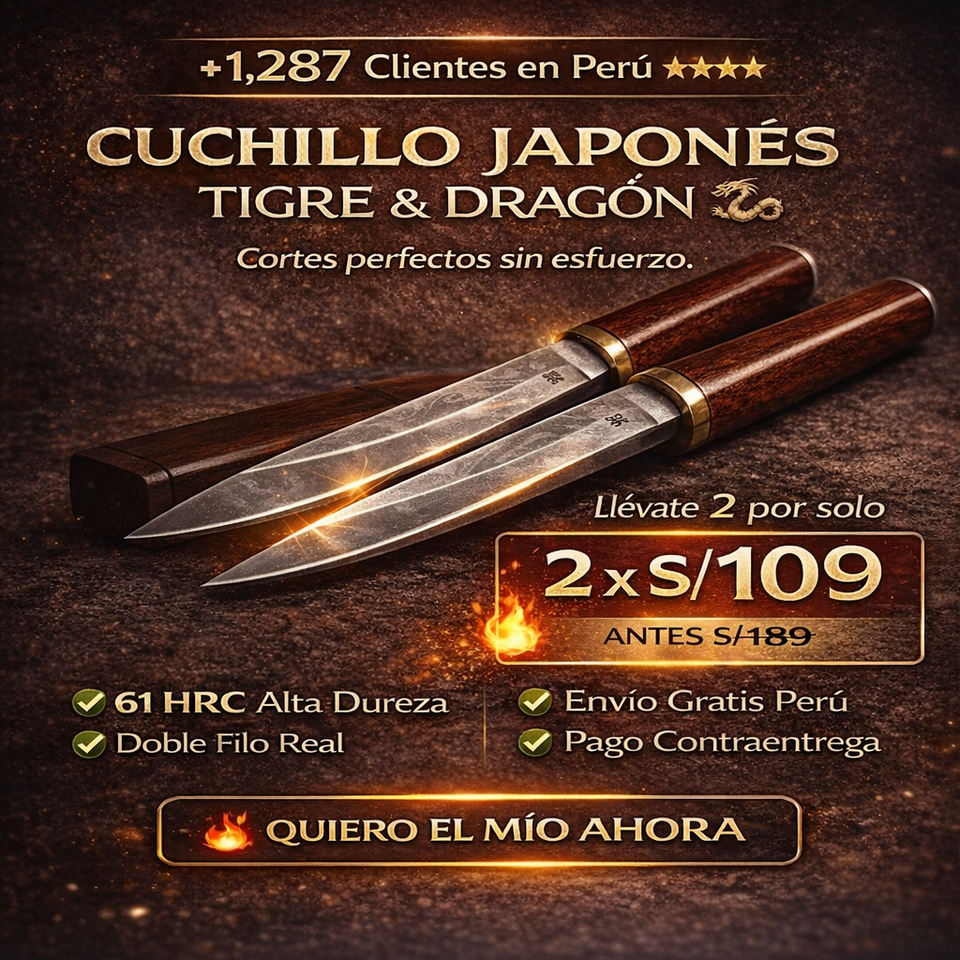 NUEVO CUCHILLO JAPONES TIGRE Y DRAGON