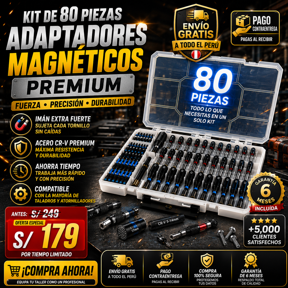 KIT 80 PIEZAS ADAPTADORES MAGNÉTICOS PREMIUM