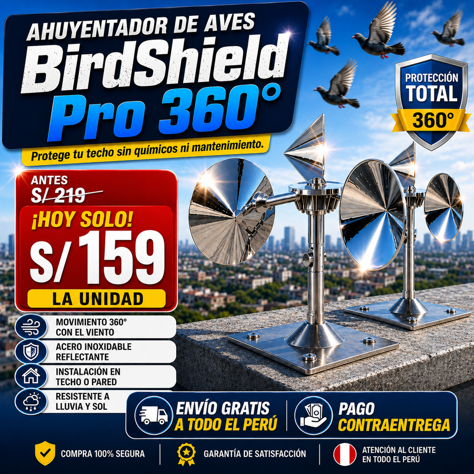Nuevo Ahuyentador de Aves BirdShield Pro 360°